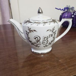 Hand Painted. 25th Anniversary Tea pitcher. Vintage